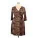 Just Fab Casual Dress - Wrap: Brown Leopard Print Dresses - Women's Size 2X