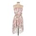 Fashion Magazine Casual Dress - High/Low Open Neckline Sleeveless: Pink Print Dresses - Women's Size Large