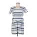 Mata Traders Casual Dress - Popover: Gray Stripes Dresses - Women's Size Medium