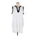 Lands' End Casual Dress - Shift Plunge Sleeveless: White Print Dresses - Women's Size 2X