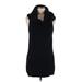 Ann Taylor Factory Cocktail Dress - Mini Cowl Neck Short sleeves: Black Solid Dresses - Women's Size Medium