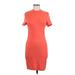 Cotton On Casual Dress - Bodycon Mock Short sleeves: Orange Solid Dresses - Women's Size Medium