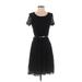 Star Vixen Casual Dress - Party Scoop Neck Short sleeves: Black Solid Dresses - Women's Size Medium