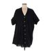 Soma Casual Dress - Mini V Neck Short sleeves: Black Print Dresses - Women's Size Small