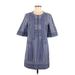 BCBGMAXAZRIA Casual Dress - Shift: Blue Grid Dresses - Women's Size Medium