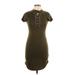 Love J Casual Dress - Bodycon Mock Short sleeves: Green Print Dresses - Women's Size Large