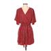 Shein Casual Dress - Mini V Neck Short sleeves: Red Dresses - Women's Size Small