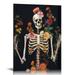 JEUXUS Wild Skeleton Poster Canvas Wall Art Decor Anatomy Art with Flowers Nurse Wall Art Medical Office Wall Art Medical School Decor Home Decor Canvas Poster with Frame Ready to Hang