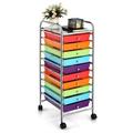 MYXIO 10-Drawer Rolling Storage Cart Utility Mobile Trolley with Removable Drawers & Universal Casters & 2 Brakes Versatile Flexible Drawer Organizer Cart for Home Office (Multi-Colored)