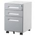 MYXIO 3-Drawer Mobile File Cabinets Rolling Metal Vertical Filing Cabinet for Legal & Letter File Anti-tilt Design with Lock Fully Assembled Except Wheel Gray&White( 3)