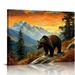 COMIO Abstract Animal Wall Art Brown Bear in the Moutain Giclee Art Print Poster Picture Forest Rocky Mountain Artwork for Office Home Living Room Wall Decoration