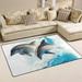 GZHJMY Jumping Dolphin Non Slip Area Rug for Living Dinning Room Bedroom Kitchen 1.7 x 2.6 (20 x 31 Inches / 50 x 80 cm) Watercolor Dolphin Nursery Rug Floor Carpet Yoga Mat