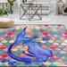 GZHJMY Mermaid Non Slip Area Rug for Living Dinning Room Bedroom Kitchen 3 x 5 (39 x 60 Inches / 100 x 150 cm) Watercolor Colorful Mermaid Nursery Rug Floor Carpet Yoga Mat