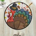 GZHJMY Thanksgiving Anti Fatigue Round Area Rug Watercolor Turkey Maple Non Slip Absorbent Comfort Round Rug Floor Carpet Yoga Mat for Entryway Living Room Bedroom Sofa Home Decor (3 in Diameter)