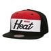 Men's Mitchell & Ness White/Black Miami Heat Retro Sport Color Block Script Snapback Hat