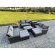 7 pc Rattan Sofa Garden Furniture Outdoor Patio Set with Side Tables 2 Big Footstool Love Seat Sofa Dark Grey Mixed - Fimous