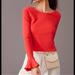 Anthropologie Tops | Anthropologie Maeve Long Sleeve Flouncy Bell Sleeve Top New! Szxs | Color: Red | Size: Xs