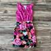 Anthropologie Dresses | Anthropologie Tabitha Pink Watercolor Floral Gold Zipper Sleeveless Dress | Color: Black/Pink | Size: 0