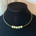 J. Crew Jewelry | J. Crew Gold Tone Pearl Wire Choker Necklace #929. Like New! | Color: Gold/White | Size: Os