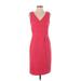 Banana Republic Casual Dress - Sheath V-Neck Sleeveless: Red Solid Dresses - Women's Size 4