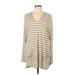 Body Glove Casual Dress - Mini V Neck Long sleeves: Tan Print Dresses - Women's Size Large