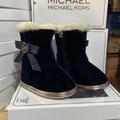 Michael Kors Shoes | Michael Kors Baby Sweet Infant Booties Boots Shoes Velour Navy Girls New | Color: Blue | Size: 3bb