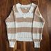 American Eagle Outfitters Sweaters | American Eagle Outfitters Striped V-Neck Sweater, Women's Sz. Xs | Color: Cream/Tan | Size: Xs