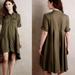 Anthropologie Dresses | Anthropologie Army Green Utility Shirt High Low Dress Size 0 Button Up E | Color: Green | Size: 0