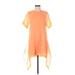 BCBGMAXAZRIA Casual Dress - Shift Crew Neck Short sleeves: Orange Solid Dresses - Women's Size X-Small