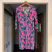 Lilly Pulitzer Dresses | Lilly Pulitzer 100% Cotton 3/4 Sleeve V Neck T Shirt Dress Pink Blue Green Sz M | Color: Green/Pink | Size: M