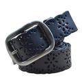 Leather Belts for Women Belt Hollow Out Belt for Women Silver Pin Buckle, Black