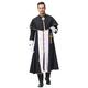 Generisch Sora Cosplay Costume Men's Friar Medieval Hooded Priest Robe Tunic Halloween Cosplay Costume Cow Cosplay Costume (Black, XL)