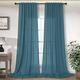 Dark Teal Curtains 90 Inches Long for Living Room 2 Panel Back Tab Pocket Reducing Light Weight Airy Boho Casual Semi Sheer Durable Linen Marine Blue Turquoise Curtain for Bedroom Office Classic Décor