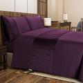 Bronwen Mathews Super King Duvet Cover Set Soft Microfibre with Quilted Square Velvet Band Quilt Cover and 2 Pillowcases, Easy Care Wrinkle Free Super King Bedding Set of 3 Pcs (Damson, Super King)