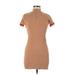 Bershka Casual Dress - Bodycon Mock Short sleeves: Tan Print Dresses - Women's Size X-Small