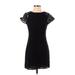 Club Monaco Casual Dress - Party High Neck Short sleeves: Black Print Dresses - Women's Size 00
