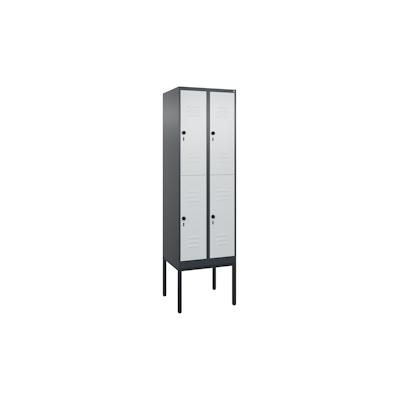 C+P Spind Classic PLUS, Gestell, 4 Abteile, HxBxT 212x60x50cm, Sicherheitsdrehriegel, Anthrazit/Hellgrau von PROREGAL Image