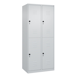 C+P Spind Classic PLUS, 4 Abteile, HxBxT 185x80x50cm, Sicherheitsdrehriegel, Hellgrau/Hellgrau von PROREGAL Image