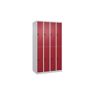 C+P Spind Classic PLUS, 8 Abteile, HxBxT 185x100x50cm, Sicherheitsdrehriegel, Hellgrau/Rubinrot von PROREGAL Image