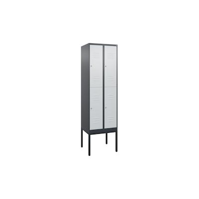C+P Spind Classic PLUS, Gestell, 4 Abteile, HxBxT 212x60x50cm, Zylinderschloss, Anthrazit/Hellgrau von PROREGAL Image