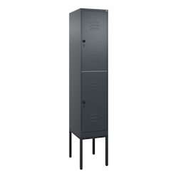 C+P Spind Classic PLUS, Gestell, 2 Abteile, HxBxT 212x40x50cm, Sicherheitsdrehriegel, Anthrazit von PROREGAL Image