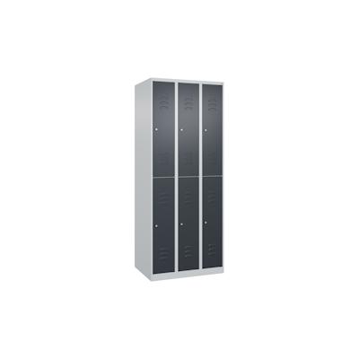 C+P Spind Classic PLUS, 6 Abteile, HxBxT 185x75x50cm, Zylinderschloss, Hellgrau/Anthrazit von PROREGAL Image