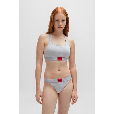Bralette-BH HUGO "BRALETTE PAD.RED LAB", Damen, Gr. XS (34), N-Gr, grau (medium_grau), Jersey, Obermaterial: 93% Baumwolle, 7% Elasthan, unifarben, casual, körpernah, BHs, mit aufgesticktem HUGO BOSS Logo Image