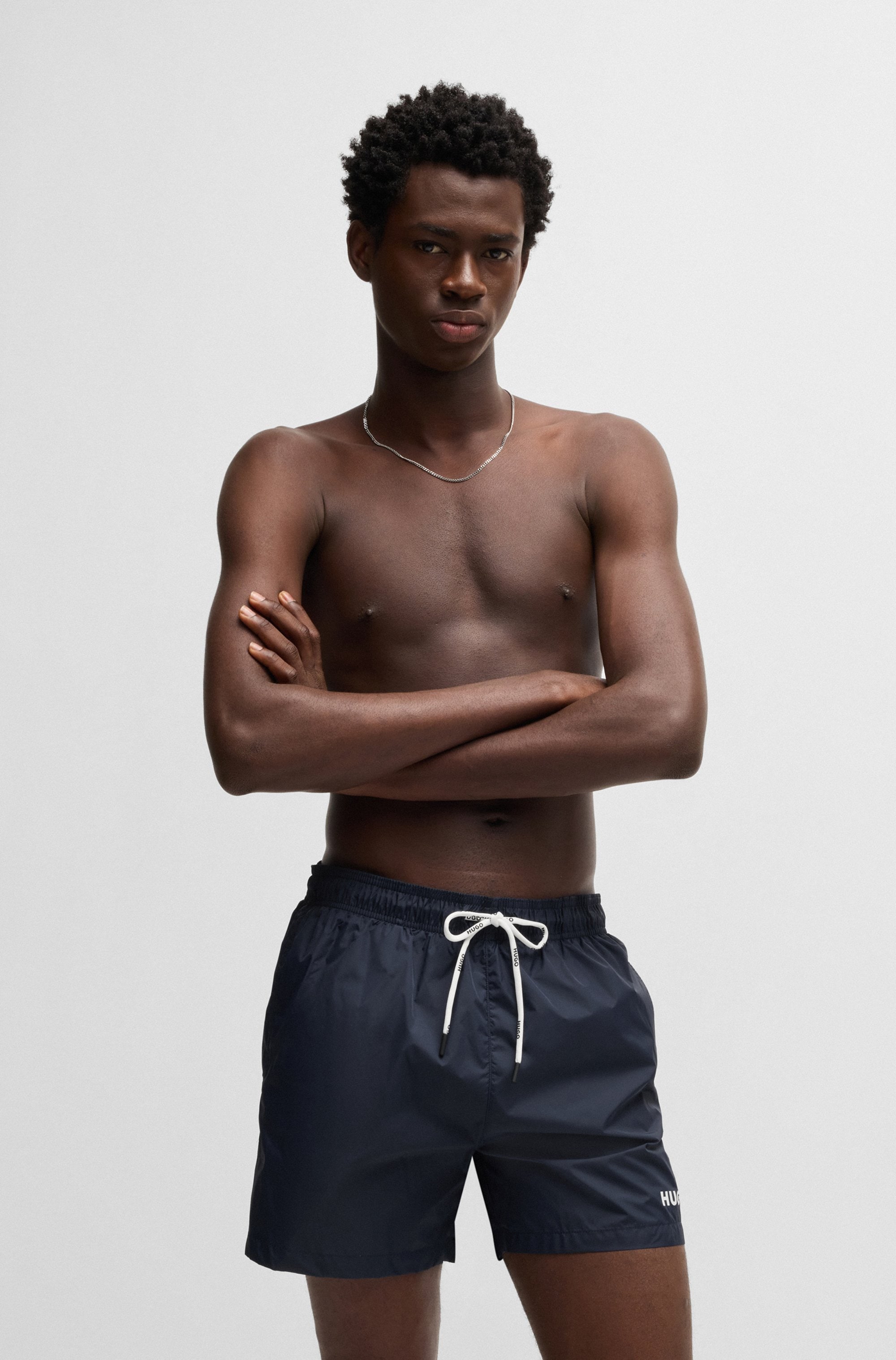 Badehose HUGO UNDERWEAR "Haiti", Herren, Gr. XL (54), N-Gr, blau (dunkelblau), Microfaser, Obermaterial: 100% Polyacryl, Casual, Badehosen, mit Markenschriftzug auf der Kordel Image