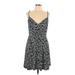 Nine Britton Casual Dress - Mini V Neck Sleeveless: Black Print Dresses - Women's Size Large Petite