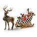 MacKenzie-Childs Courtly Check® Night Before Christmas Santa & Sleigh Resin in Brown/Green/Red | 16.5 H x 15 W x 8 D in | Wayfair 35509-0528