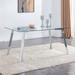 Wrought Studio™ A Modern Minimalist Rectangular Glass Dining Table w/ Tempered Glass Tabletop & Silver Metal Legs Glass/Metal in Gray | Wayfair