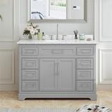 Wildon Home® Eadaoin 48" Single Bathroom Vanity w/ Engineered Marble Top Wood in Brown | 34.8 H x 48 W x 21.5 D in | Wayfair