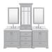 Ariel Bath Stafford 84.25" Double Bathroom Vanity w/ Quartz Top w/ Mirror Wood/Quartz Top in Gray | 89 H x 84.25 W x 22 D in | Wayfair M085DCQOGRY