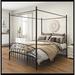 Wildon Home® Siomarily Metal Canopy Bed Frame w/ Ornate European Style Headboard Metal in Gray/Black | 75.6 H x 59.84 W x 83.46 D in | Wayfair